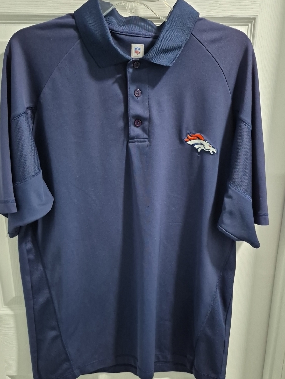 NFL Denver Broncos Navy Polo with Embroidered Team Logo